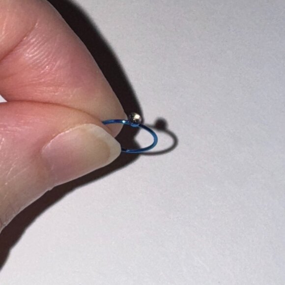 Blue 22 Gauge Titanium Plated Hoop Nose Ring - Picture 1 of 8